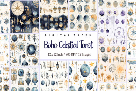 Download Watercolor Boho Celestial Tarot Paper - Watercolor Collection