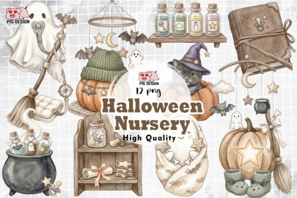 Download Watercolor Halloween Nursery Elements - Watercolor Collection