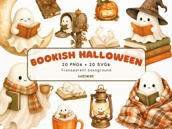 Download Bookish Halloween Watercolor Clipart PNG - Watercolor Collection