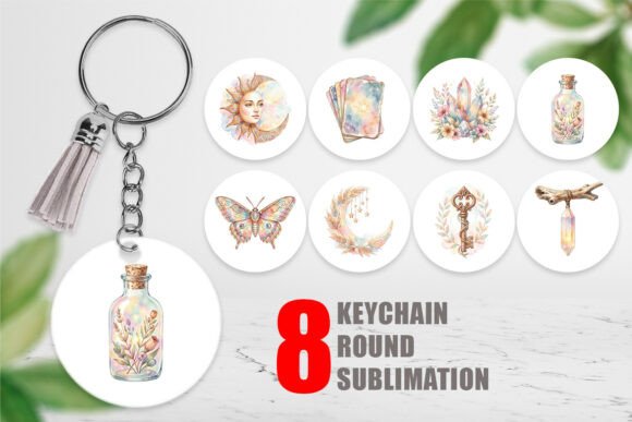 Download Watercolor Boho Celestial Keychain PNG - Watercolor Collection