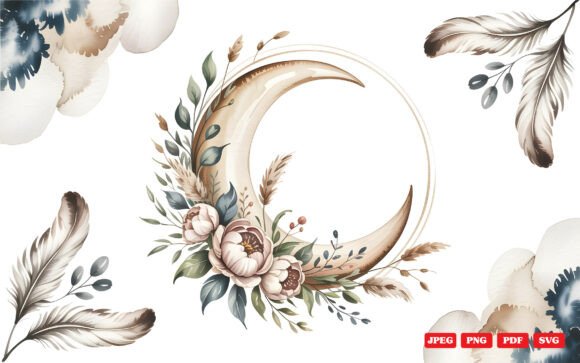 Download Crescent Moon Watercolor Clipart - Watercolor Collection