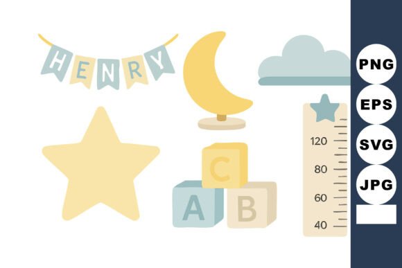 Download Baby Nursery Decor Elements with Moon St - Decor Collection