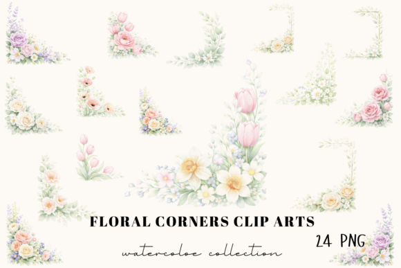 Download Watercolor Floral Corner Clipart - 24 - Watercolor Collection