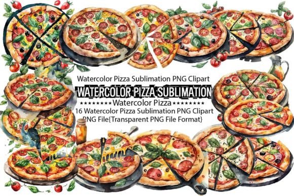 Download Watercolor Pizza PNG Sublimation - Watercolor Collection