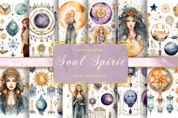 Download Watercolor Boho Celestial Crystal Witchy - Watercolor Collection