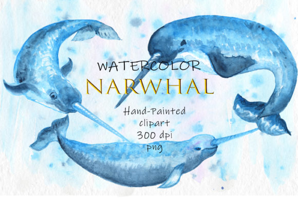 Download Watercolor Clipart Animals Narwhal Cute - Watercolor Collection