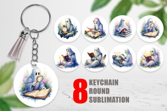 Download Watercolor Reading Ghost Keychain PNG - Watercolor Collection