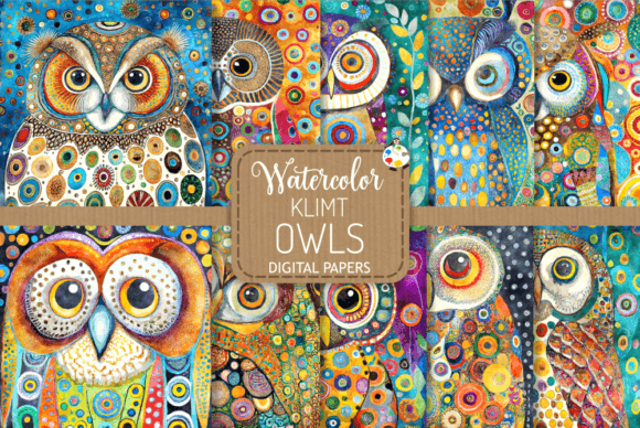 Download Klimt Owls - Watercolor Illustrations - Watercolor Collection