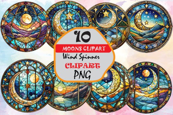 Download Watercolor Stained Glass Moon Clipart - Watercolor Collection