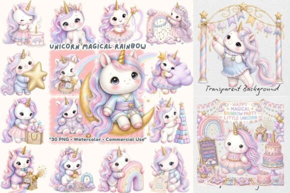 Download Magical Rainbow Unicorn Watercolor PNG - Watercolor Collection