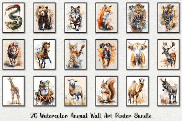 Download Watercolor Animal Wall Art Poster Bundle - Watercolor Collection