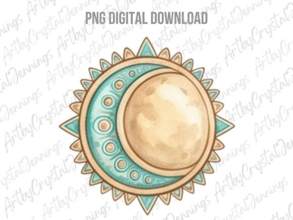 Download Watercolor Boho Celestial Sun Moon PNG - Watercolor Collection