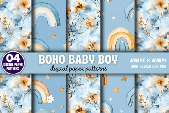 Download Boho Baby Boy Pattern Digital Background - Pattern Collection