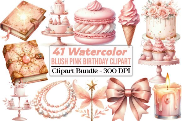Download Watercolor Blush Pink Birthday Clipart - Watercolor Collection