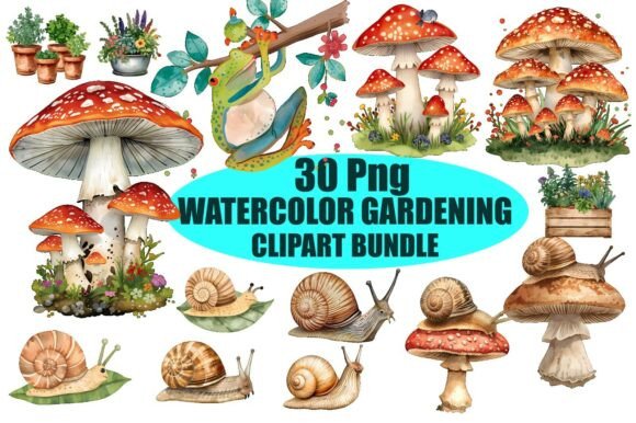 Download Watercolor Mushroom Clipart Bundle - Watercolor Collection