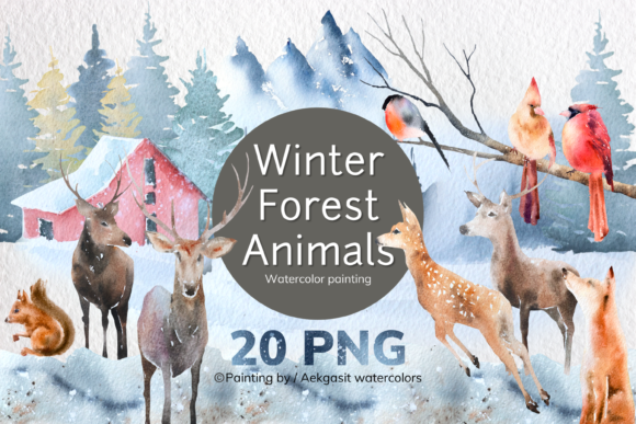 Download Watercolor Winter Forest Animals PNG - Watercolor Collection