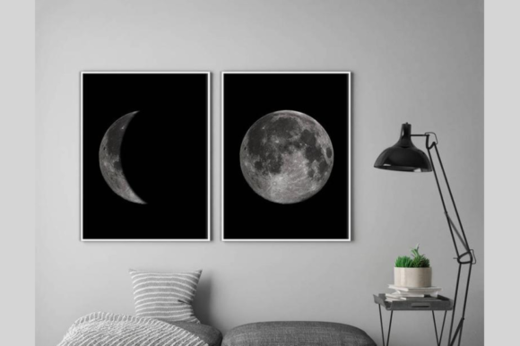 Download Moon Print Set Wall Art Home Decor - Decor Collection