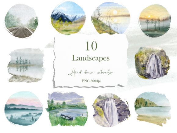 Download Watercolor Digital Landscape - Watercolor Collection