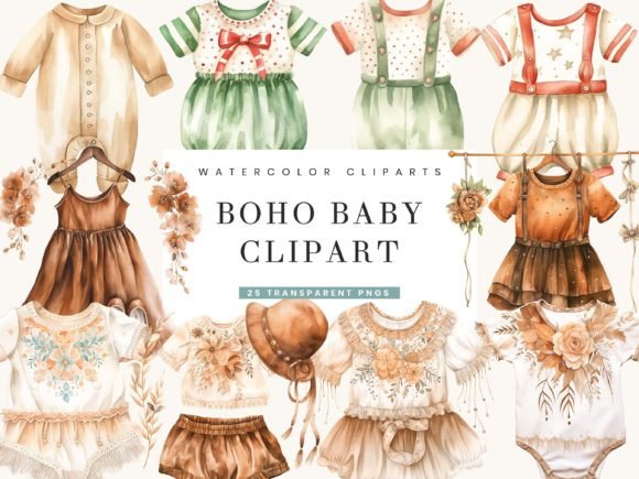 Download Watercolor Boho Baby Clipart Bundle - Watercolor Collection