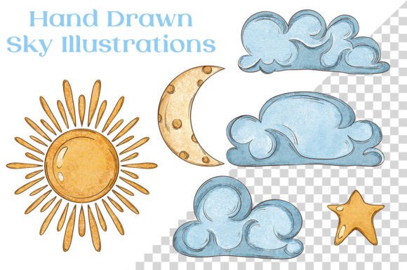 Download Cute Sky 6 Hand Drawn Illustrations - Hand drawn illustrations Collection
