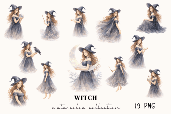Download Witch Watercolor Clipart, Magical Witch - Watercolor Collection