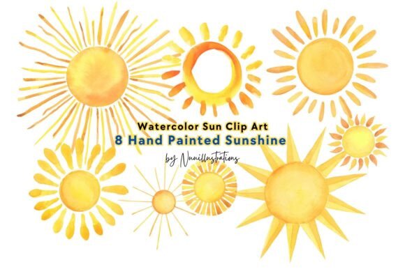 Download Sun Watercolor Clip Art Hand Painted - Watercolor Collection