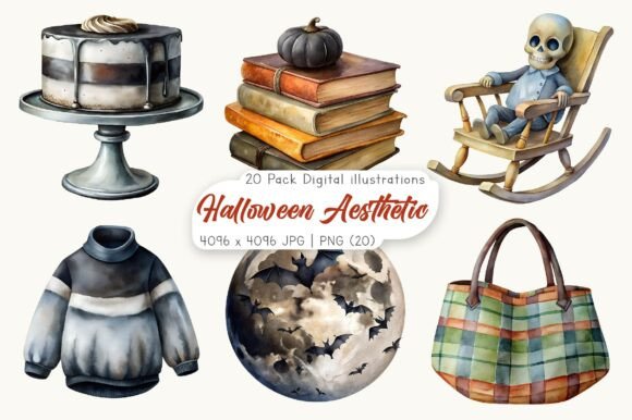 Download Watercolor Halloween Aesthetic Clipart - Watercolor Collection