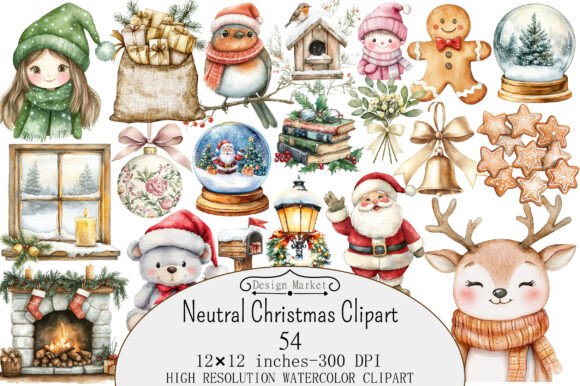 Download Watercolor Neutral Christmas Clipart - Watercolor Collection