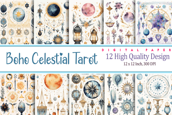Download Boho Celestial Tarot Watercolor Pattern - Watercolor Collection