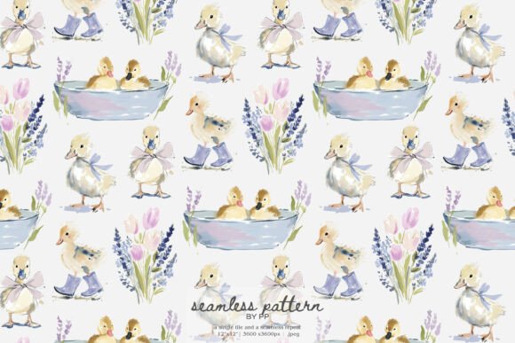 Download Adorable Baby Duck Seamless Pattern - Pattern Collection