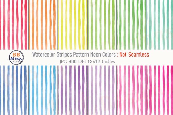 Download Neon Watercolor Stripes Pattern Paper - Watercolor Collection