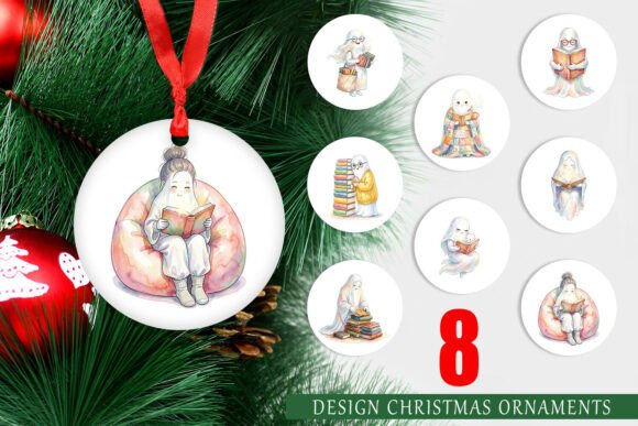 Download Watercolor Reading Ghost Ornament PNG - Premium Resources
