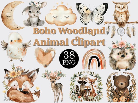 Download Watercolor Boho Woodland Animals Clipart - Watercolor Collection