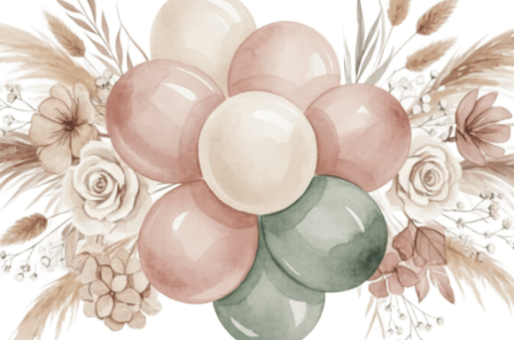 Download Boho Watercolor Balloon Floral Arrangeme - Watercolor Collection