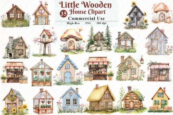 Download Watercolor Little Wooden House Clipart - Watercolor Collection