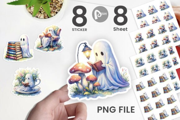 Download Watercolor Reading Ghost Sticker PNG - Watercolor Collection