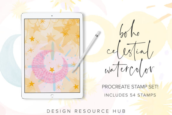 Download Boho Sky Watercolor Procreate Stamps - Watercolor Collection