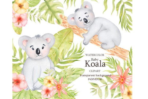 Download Watercolor Baby Koala Clipart Set - Watercolor Collection