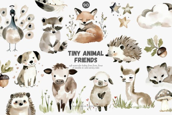 Download Watercolor Baby Animals Clipart Set - Watercolor Collection