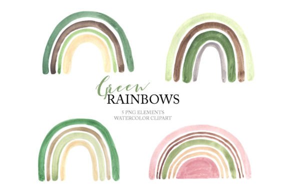 Download Watercolor Green Pastel Rainbow Clipart - Watercolor Collection