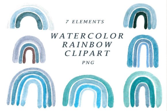 Download Blue Rainbow Watercolor Clipart. - Watercolor Collection