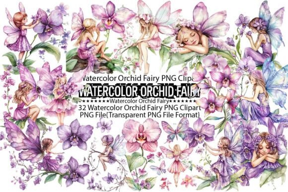 Download Watercolor Orchid Fairy Sublimation - Watercolor Collection