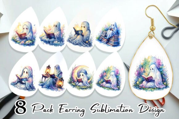 Download Watercolor Reading Ghost Earring PNG - Watercolor Collection