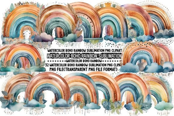 Download Watercolor Boho Rainbow Sublimation - Watercolor Collection