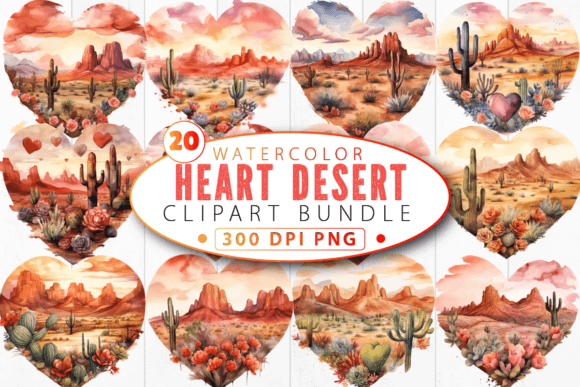 Download Watercolor Heart Desert Clipart Bundle - Watercolor Collection