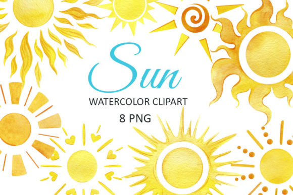 Download Sun Clipart, Summer Watercolor Set - Watercolor Collection