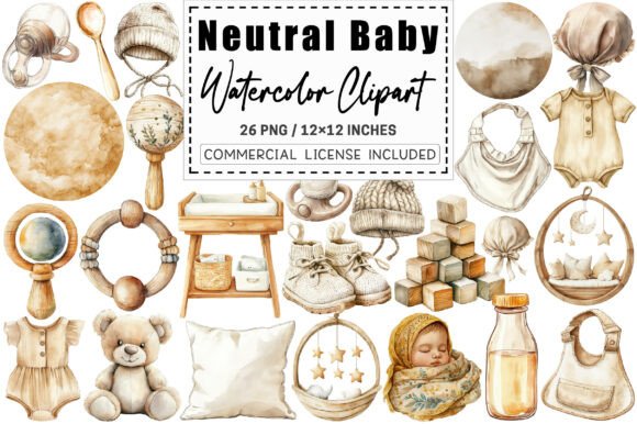 Download Watercolor Neutral Baby Clipart. - Watercolor Collection
